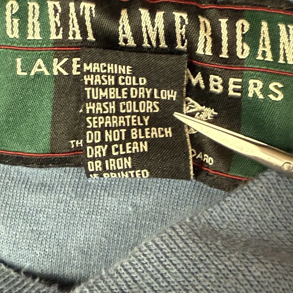 Vtg Wolf Sweatshirt Blue Pullover XL Great American‎ Wilderness Lakes Timbers